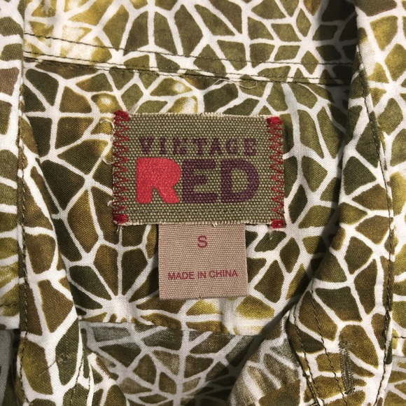 Vintage Red Psychedelic Brown Shirt Medium - Picture 5 of 7